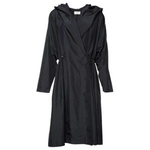 Toteme Cecina Black Hooded Coat Trench Drawstring Waist XS